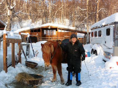 Alys dressed for the weather